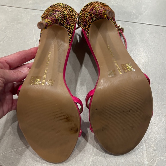 Chinese Laundry Strappy High Heel Sandals - Fuchsia & Orange Size 8.5 - Picture 9 of 12